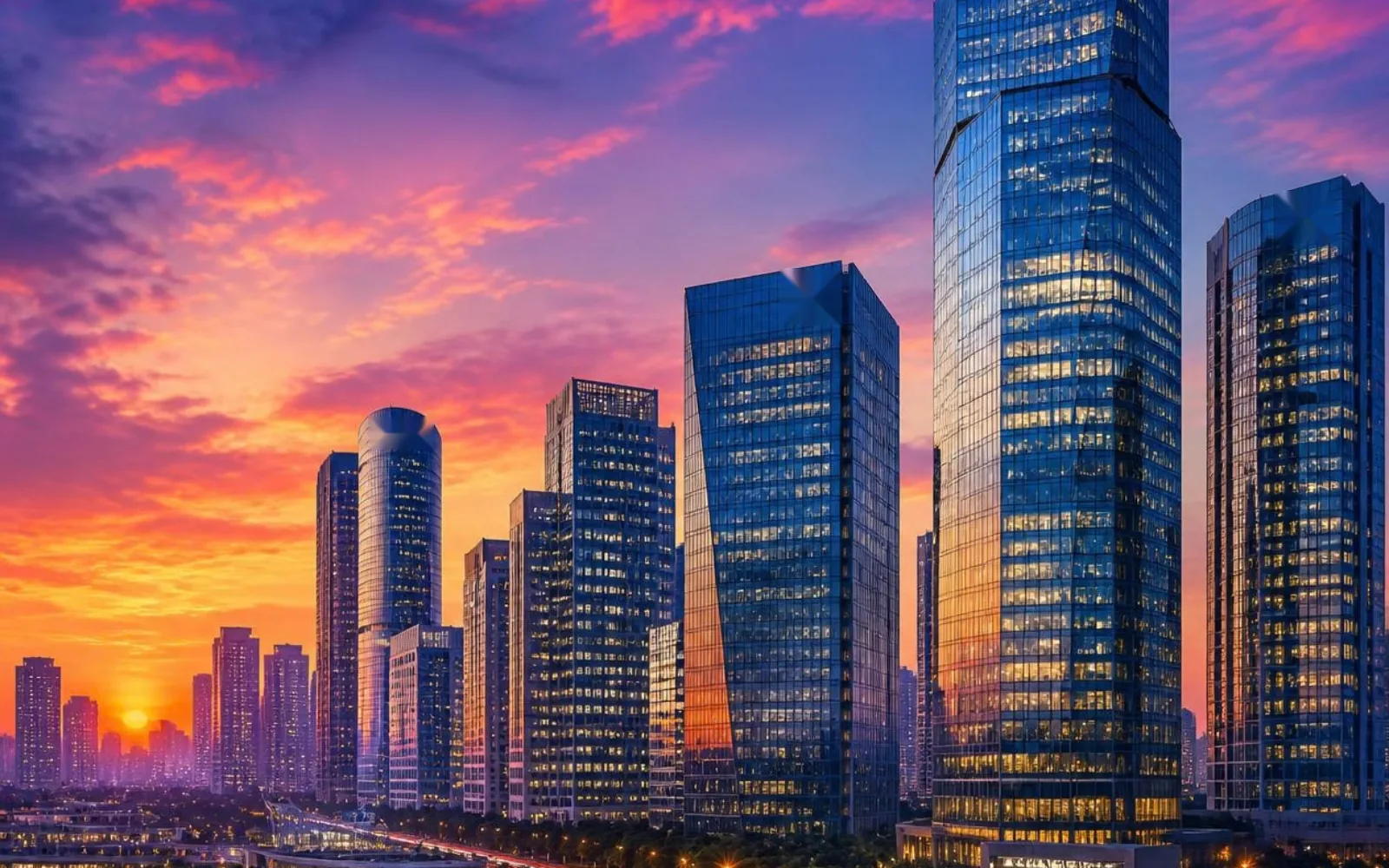 Bengaluru technology business district at dusk